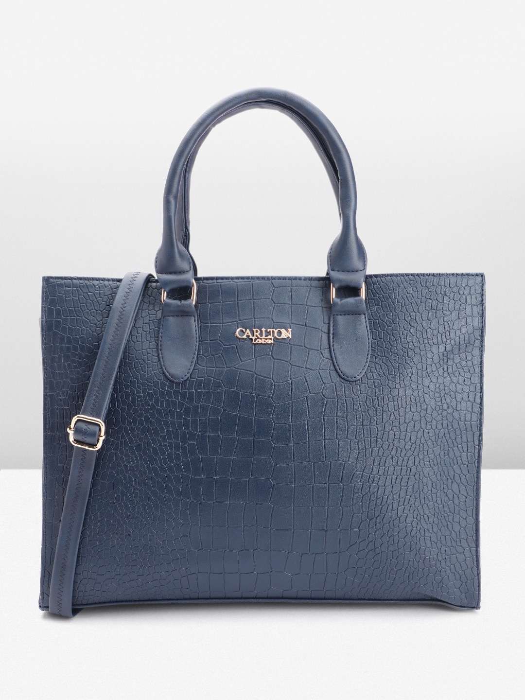 

Carlton London Textured Structured Shoulder Bag, Navy blue