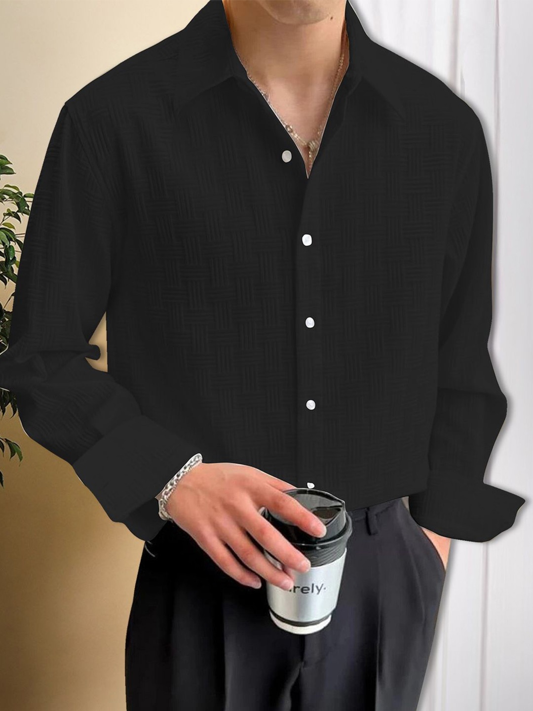 

Moda Rapido Men Original Opaque Casual Shirt, Black