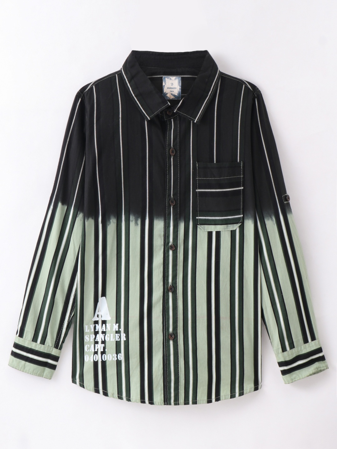 

Infinity Boys Opaque Striped Casual Shirt, Green