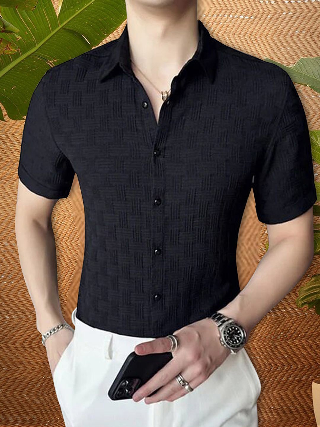 

Moda Rapido Men Original Opaque Casual Shirt, Black