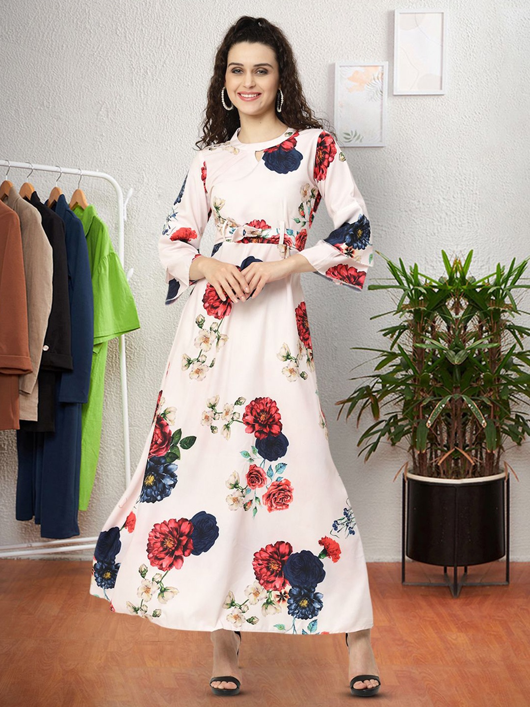 

Moda Rapido Floral Print Applique Fit & Flare Dress, Multi