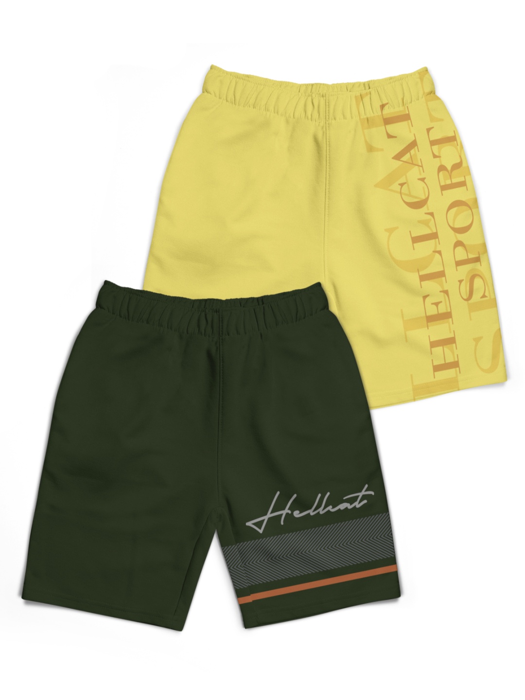 

HELLCAT Boys Typography Printed Shorts, Yellow