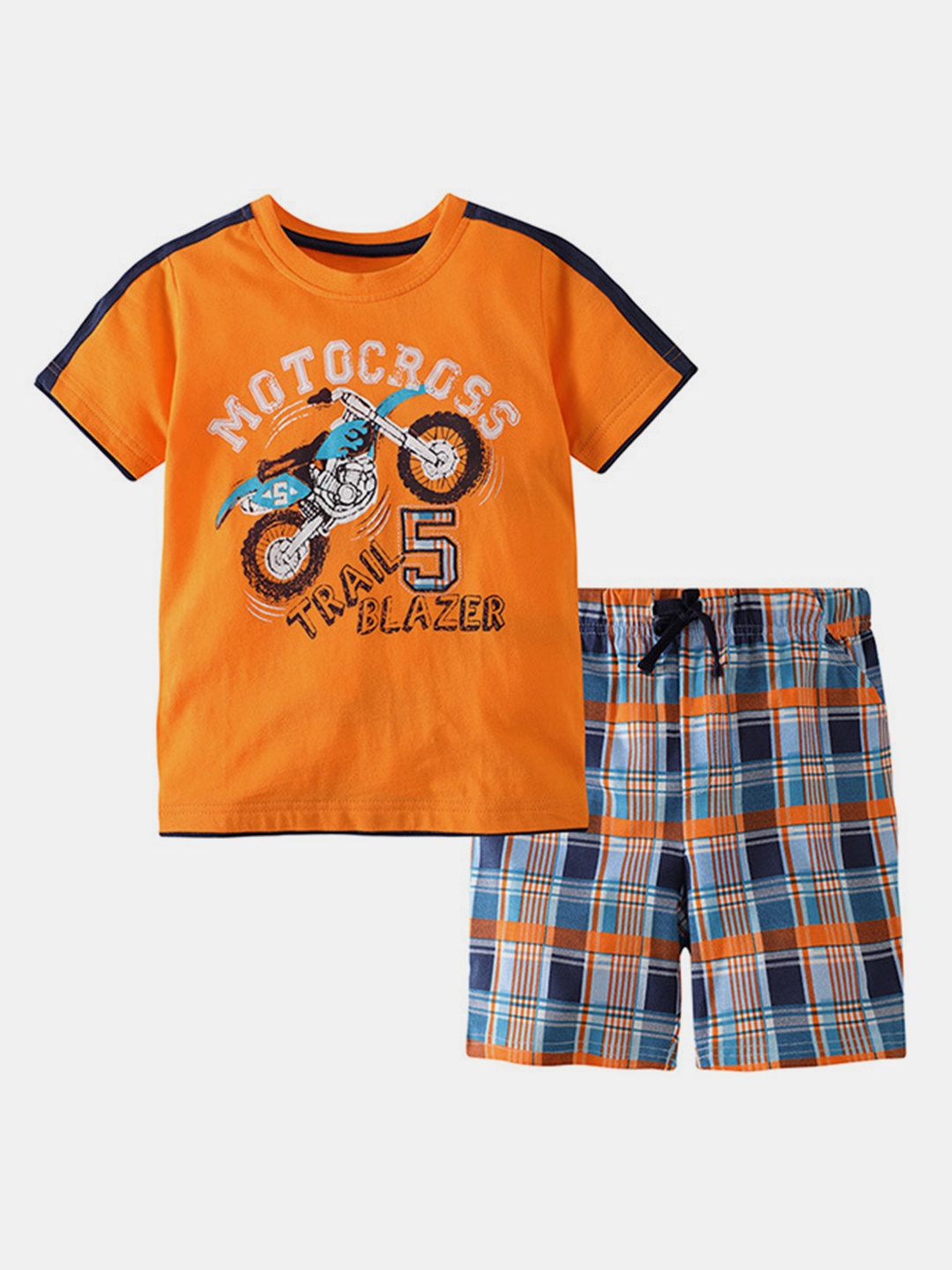 

YK Boys Printed T-Shirt With Shorts, Orange