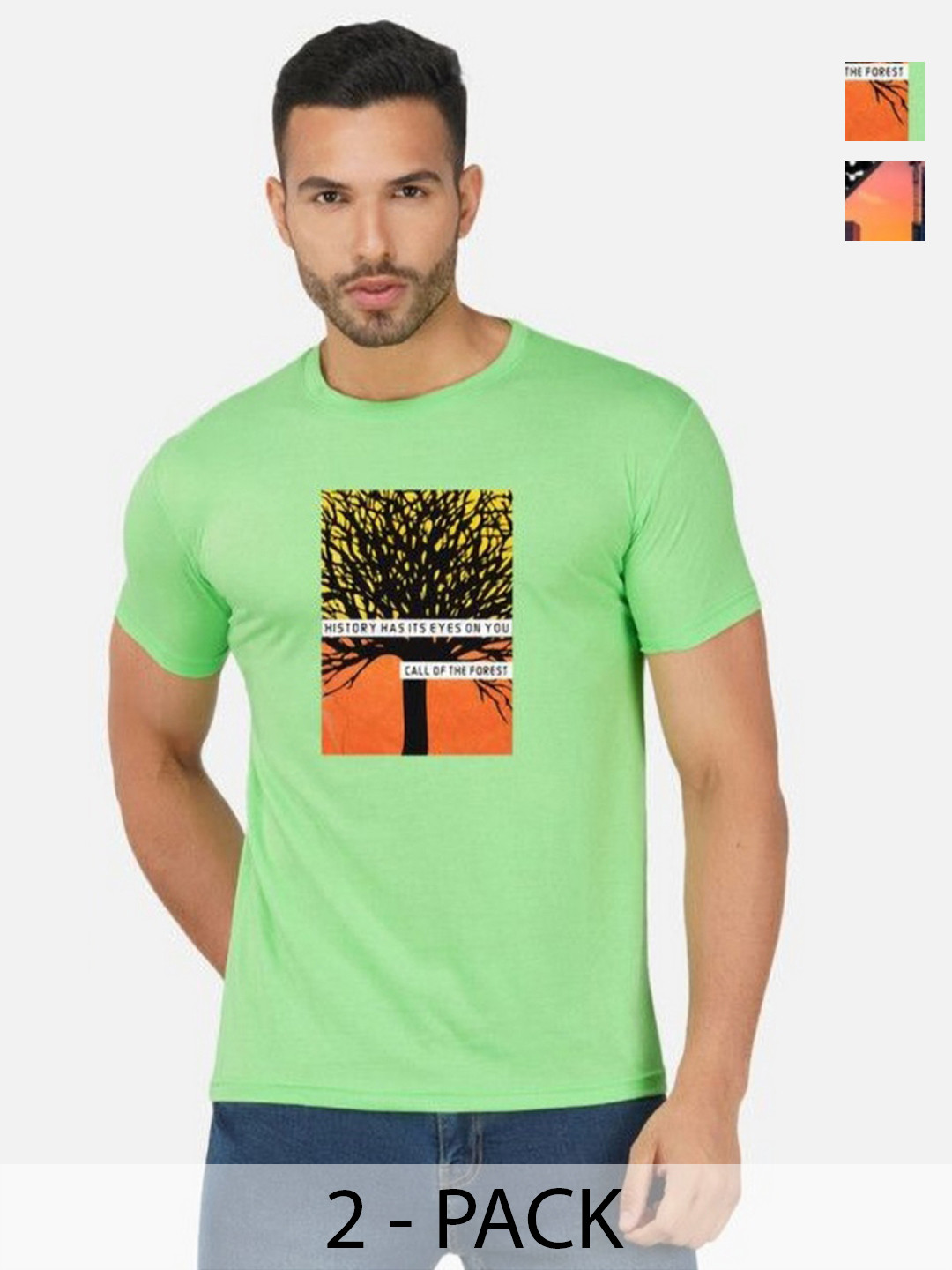 

GLOBAL NOMAD Men 2 Printed Bio Finish Pockets T-shirt, Black