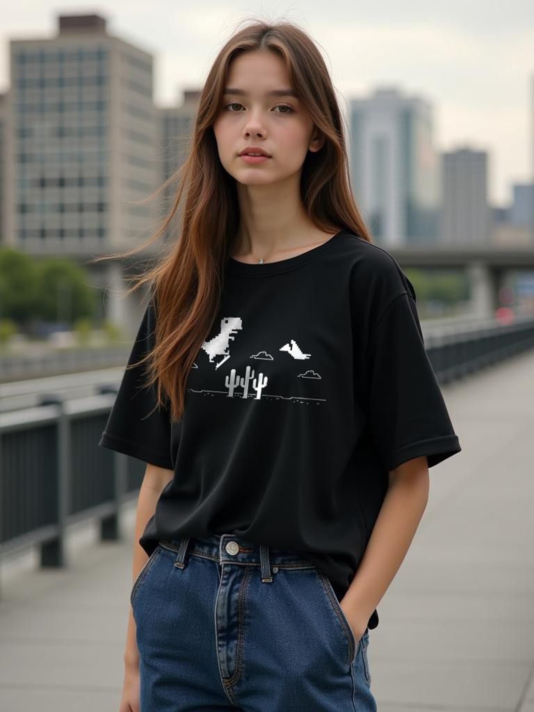 

TOGS & TERRE Women Typography Printed Organic Cotton T-shirt, Black
