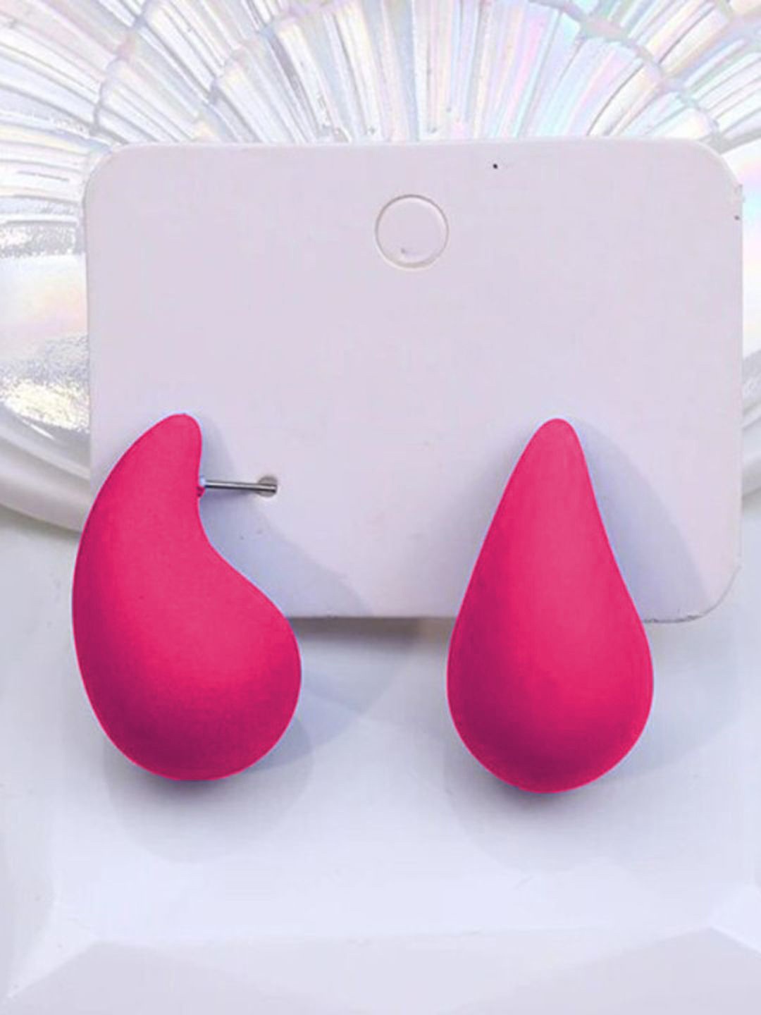 

KRENOZ Teardrop Shaped Drop Earrings, Pink