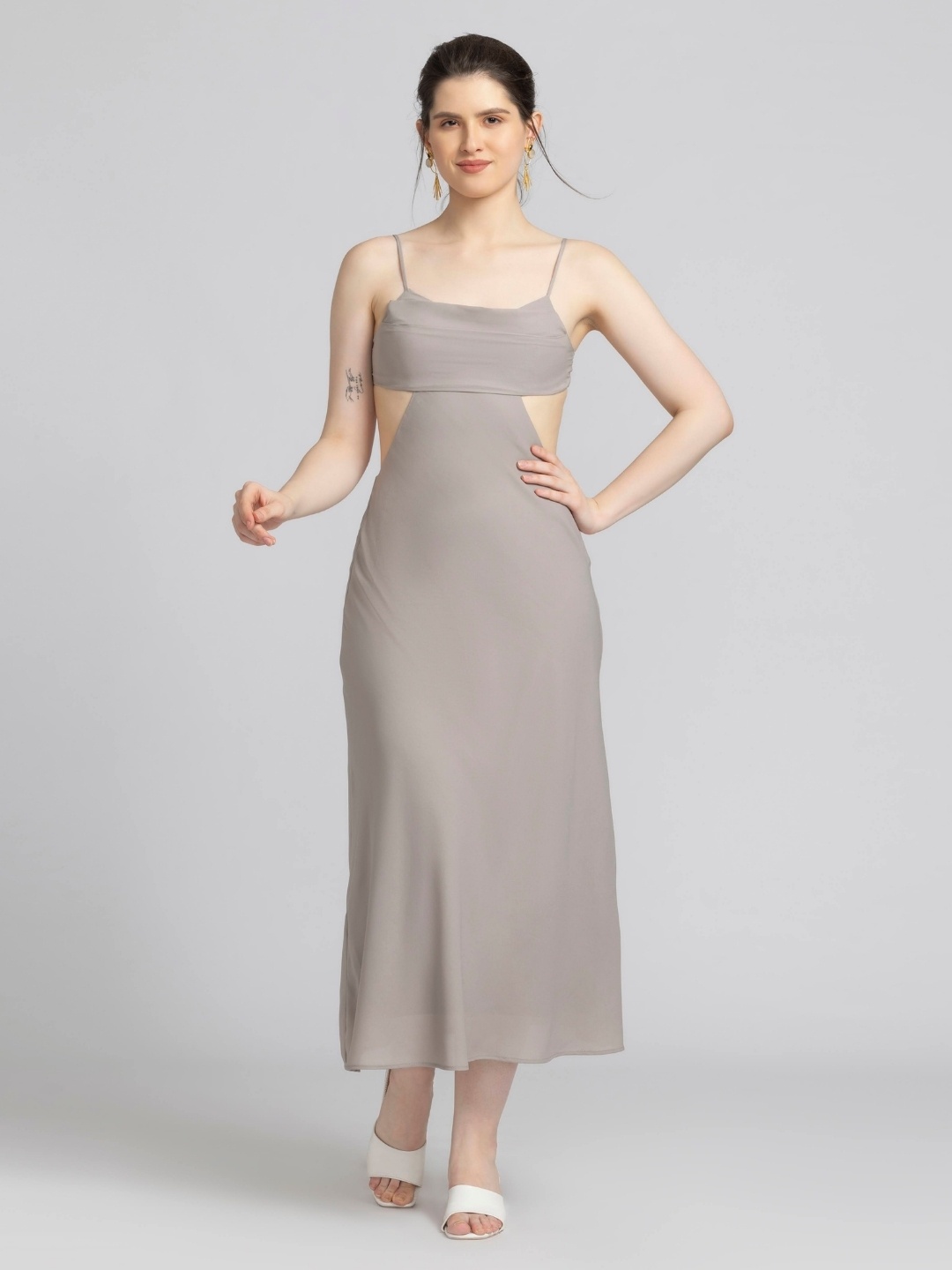 

JULO Cowl Neck Maxi Midi Dress, Grey