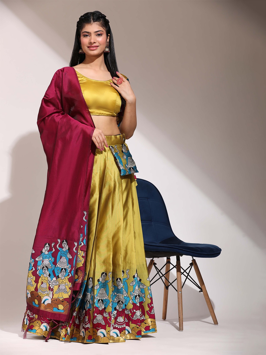 

Payu Printed Semi-Stitched Lehenga & Unstitched Blouse With Dupatta, Yellow