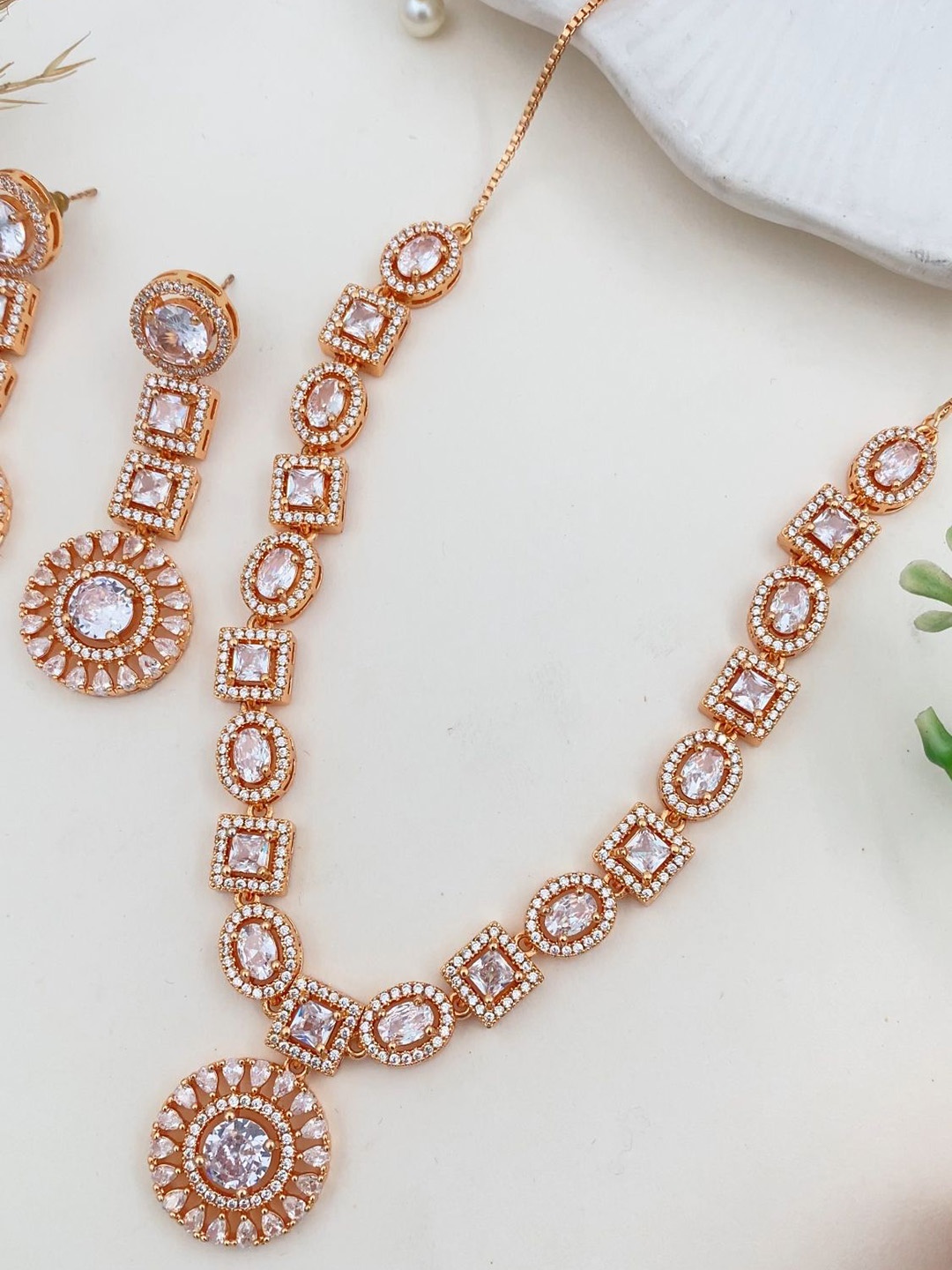 

Rare Bello Rose Gold-Plated American Diamond-Studded Jewellery Set