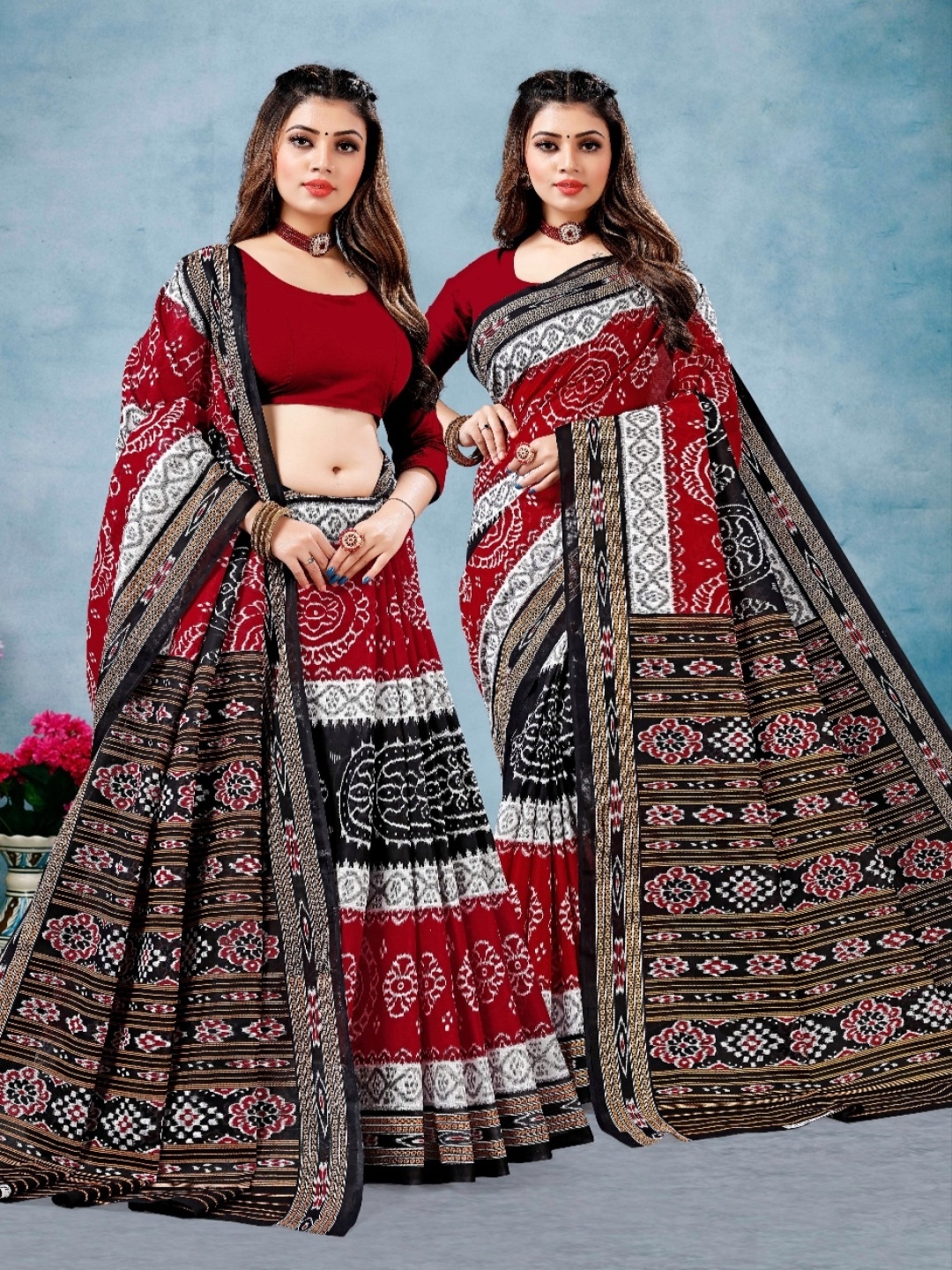 

pasapalli Floral Pure Cotton Sambalpuri Saree, White