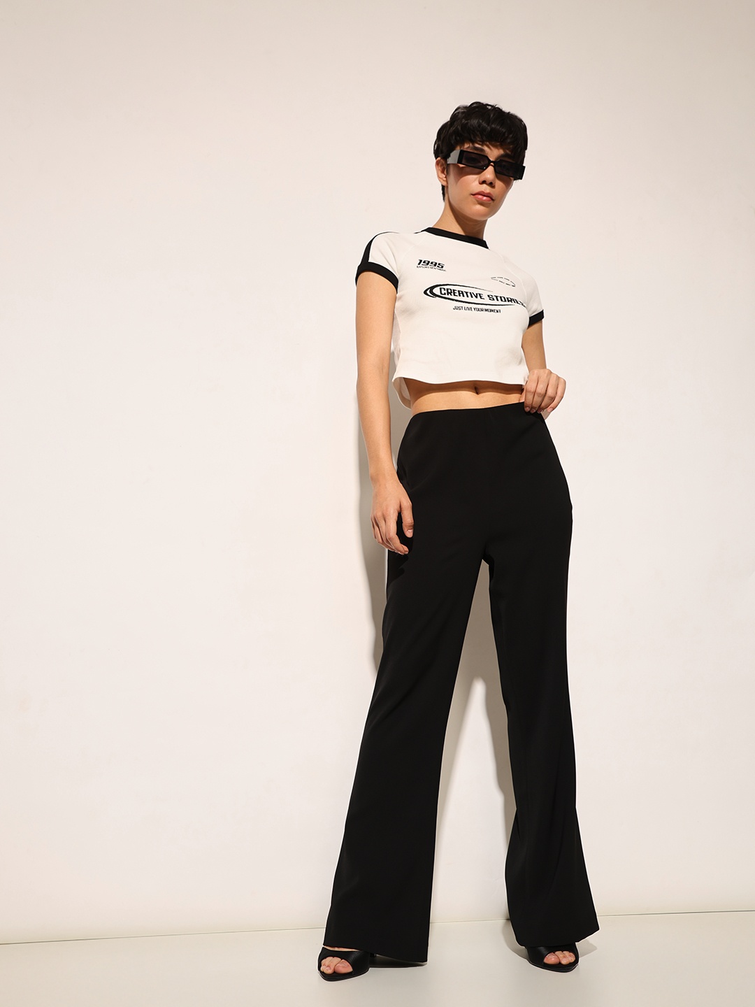 

ONLY Women Flared High-Rise Trousers, Black