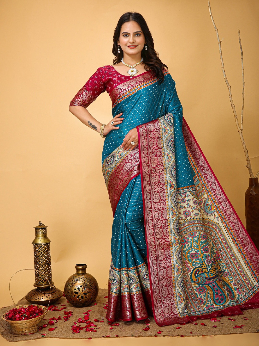 

Rangtulika Ethnics Kalamkari Zari Saree, Maroon