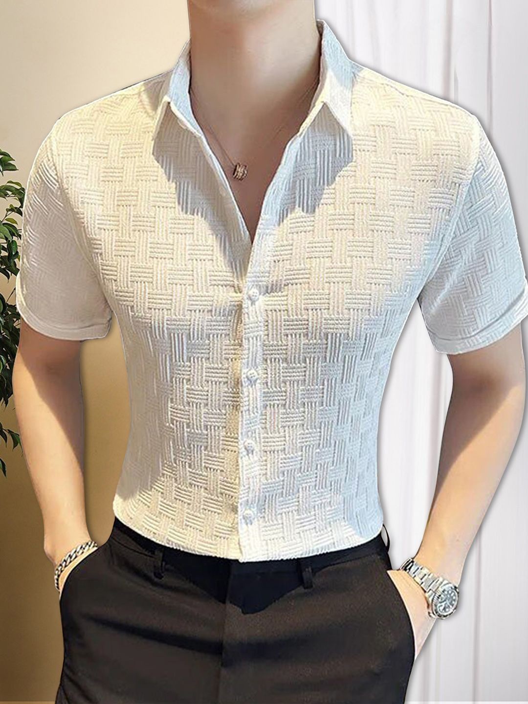 

Moda Rapido Men Original Opaque Casual Shirt, White