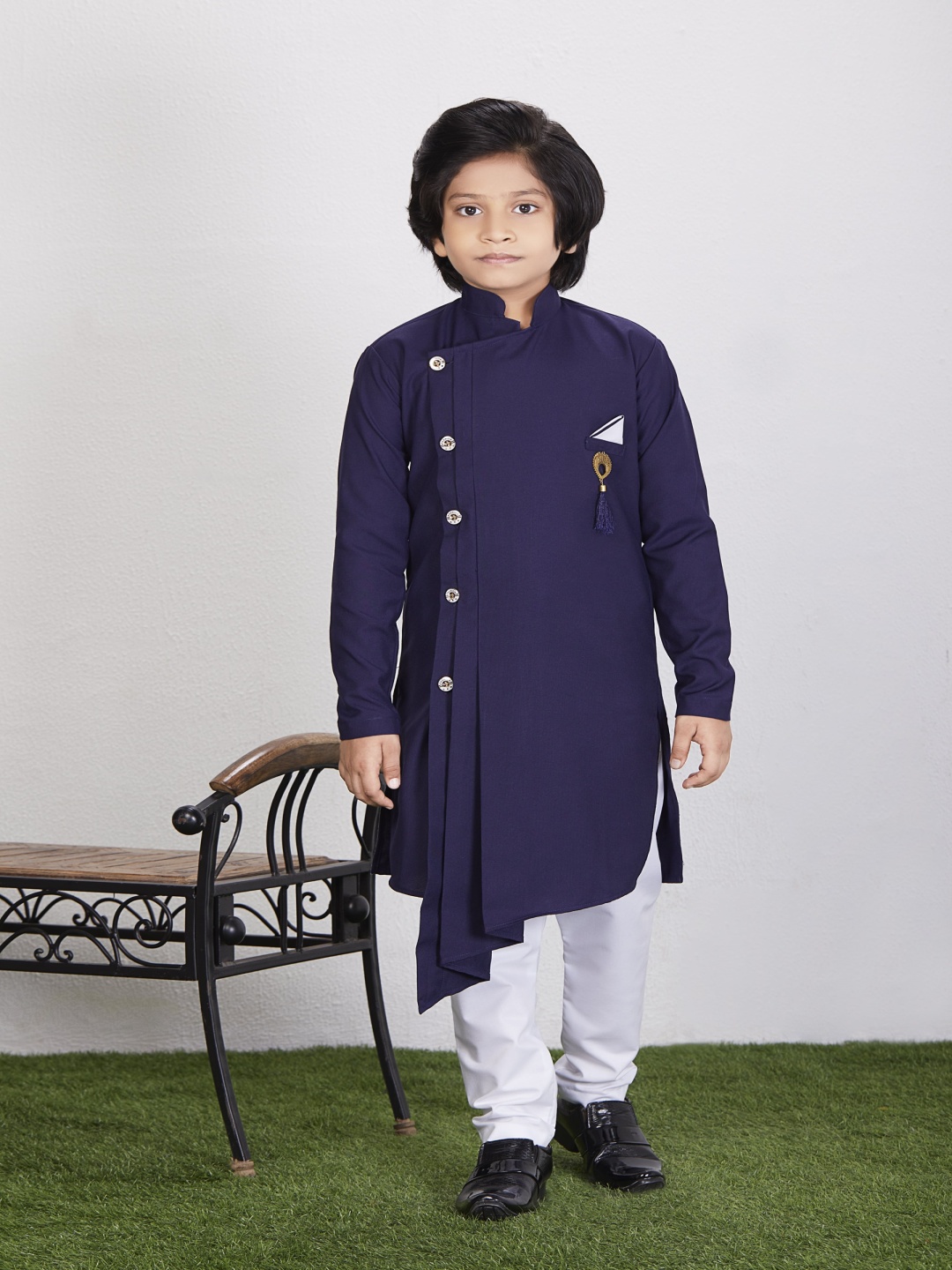 

NOYYAL Boys Regular Pure Cotton Kurta with Churidar, Blue