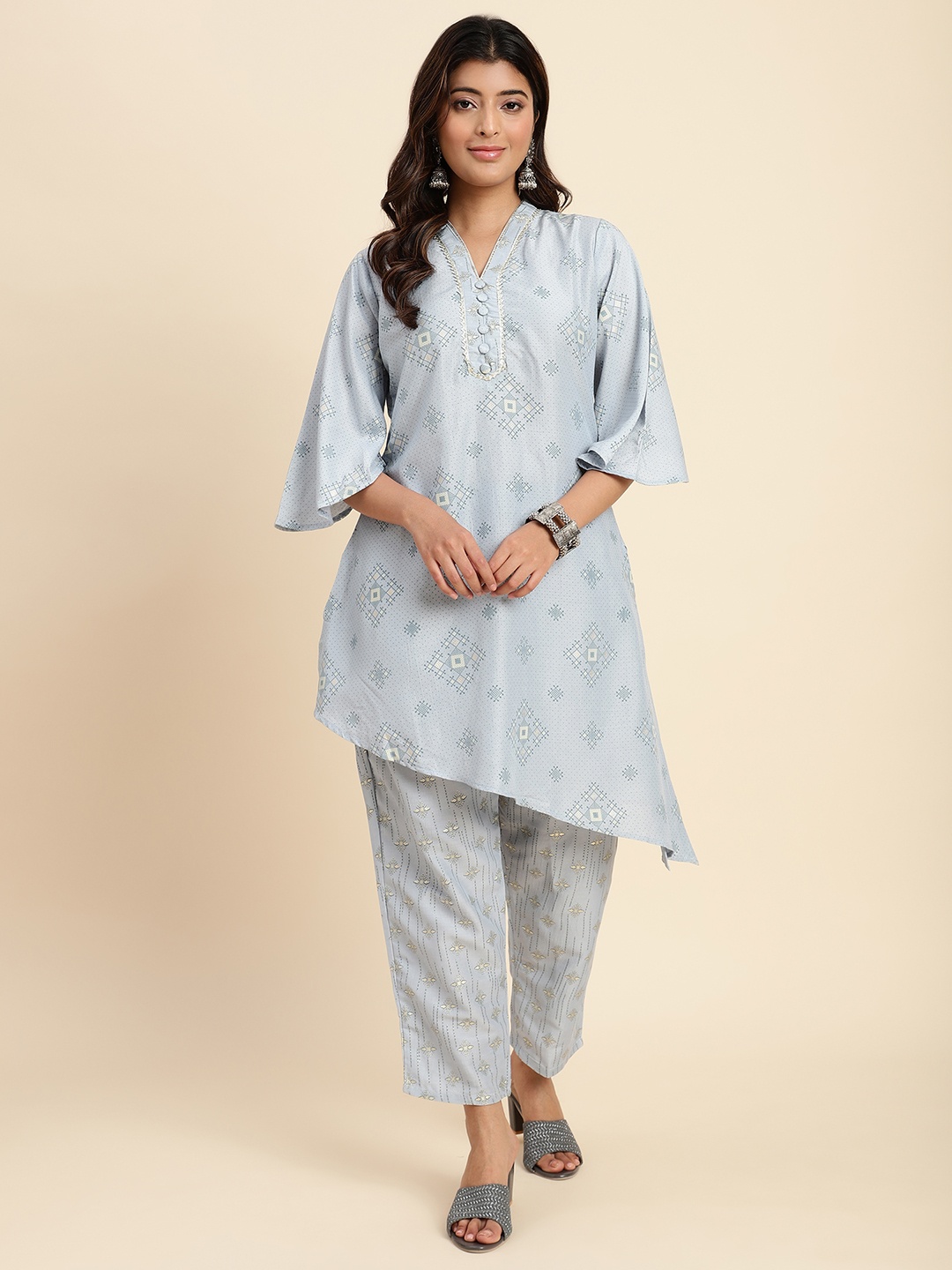 

DIVASTRI Women Printed Regular Kurta with Trousers, Blue