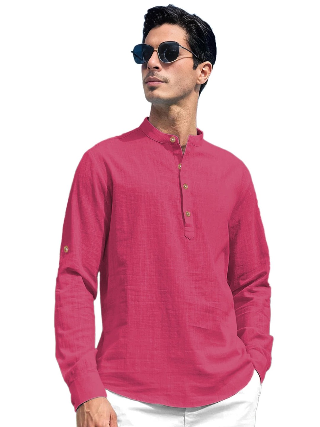 

Amrit Topwear Men Relaxed Slim Fit Opaque Casual Shirt, Pink