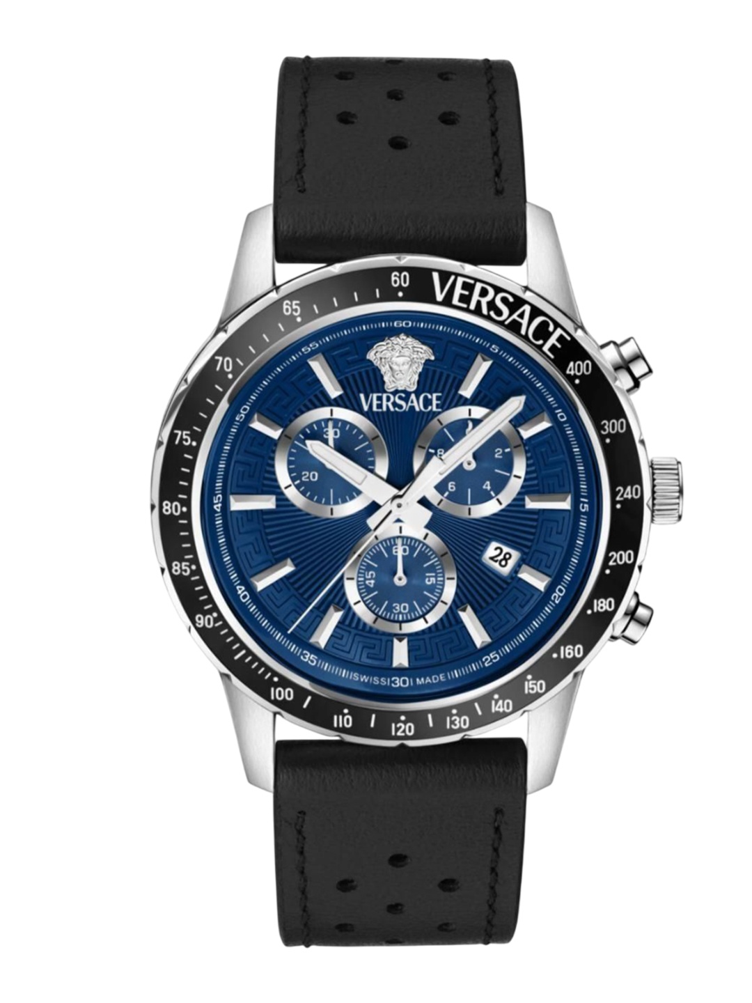 

Versace Men Brass Dial & Leather Straps Analogue Watch VEZCA0124, Blue