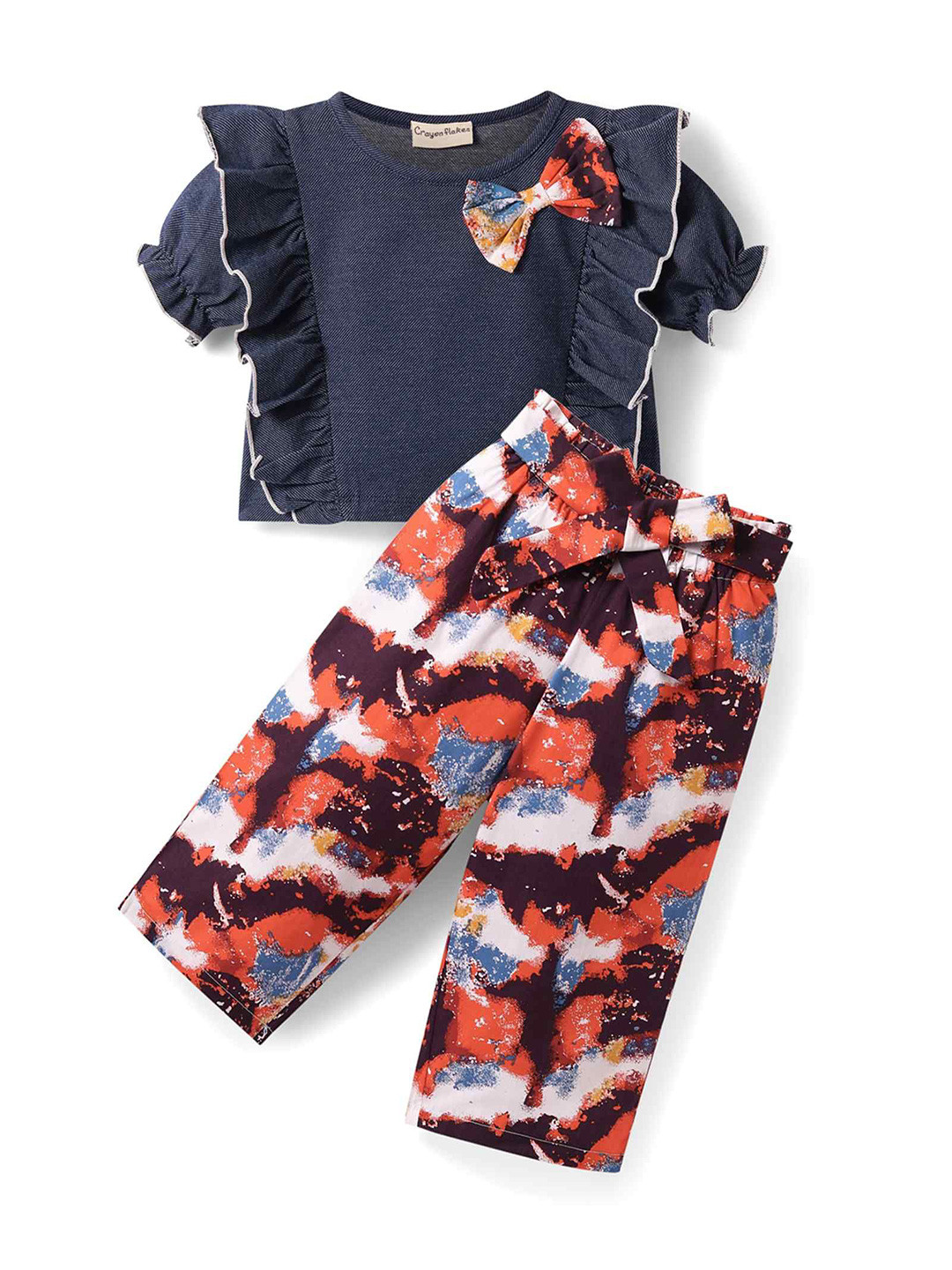 

CrayonFlakes Girls Top with Palazzos, Blue