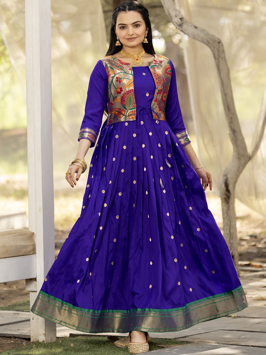 

Tasarika Woven Design Gown Maxi Ethnic Dresses, Violet