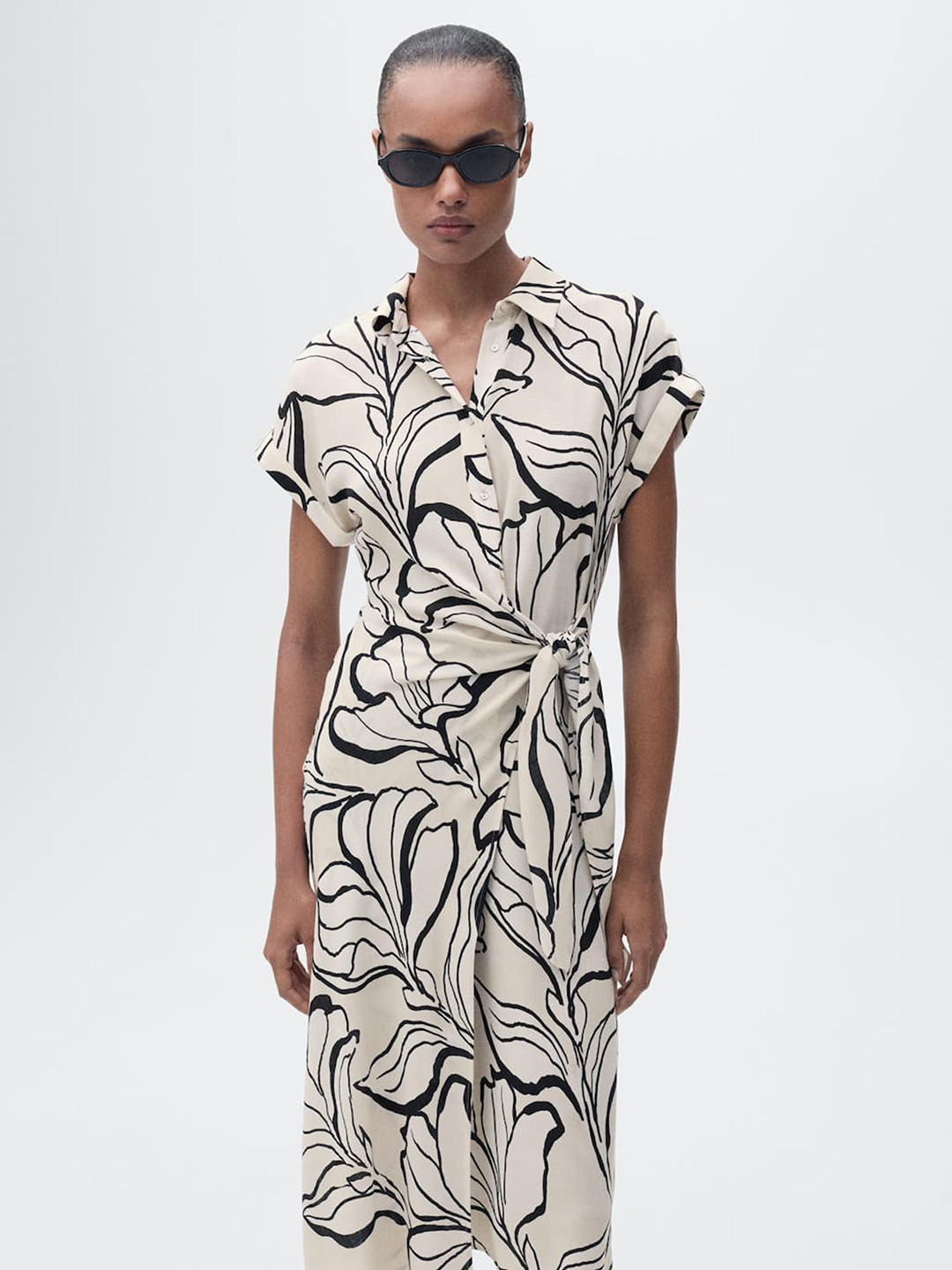 

MANGO Print Midi Dress, Off white