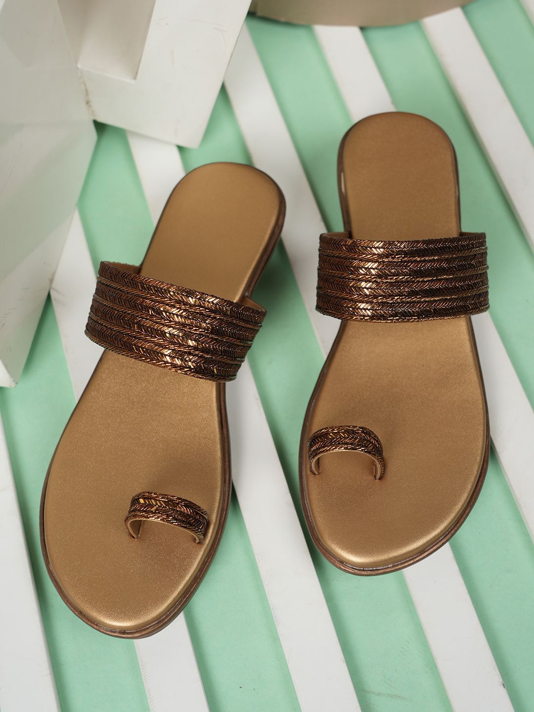 

Style Shoes Embellished Comfort Sandals, Copper