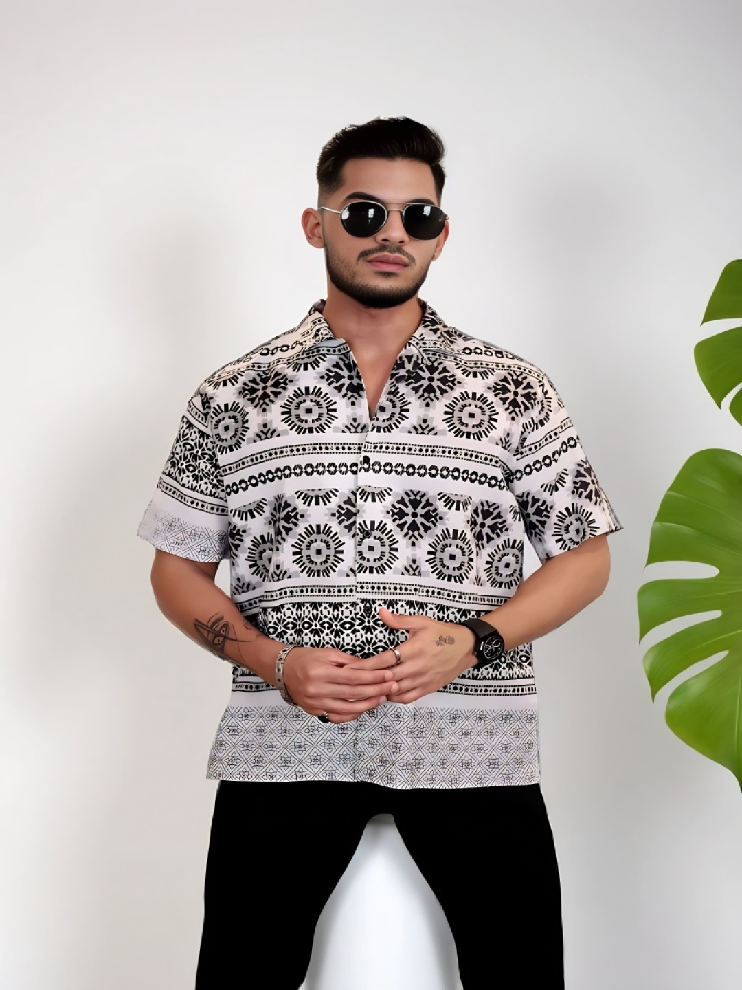 

Moda Rapido Men Comfort Opaque Printed Casual Shirt, White