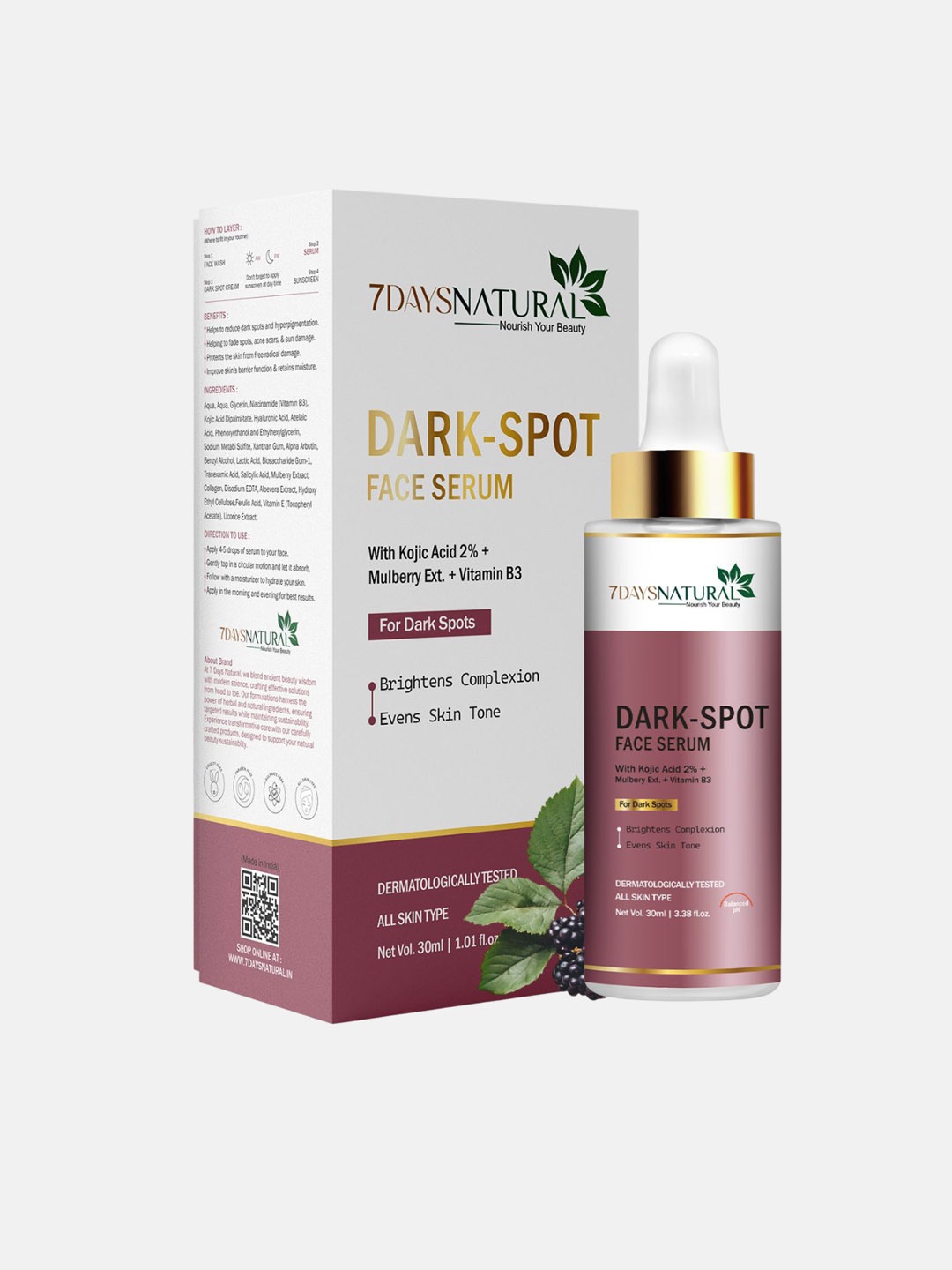 

7DAYSNatural Nourish Your Beauty 2% Kojic Acid Dark Spot Face Serum- 30 ml, White