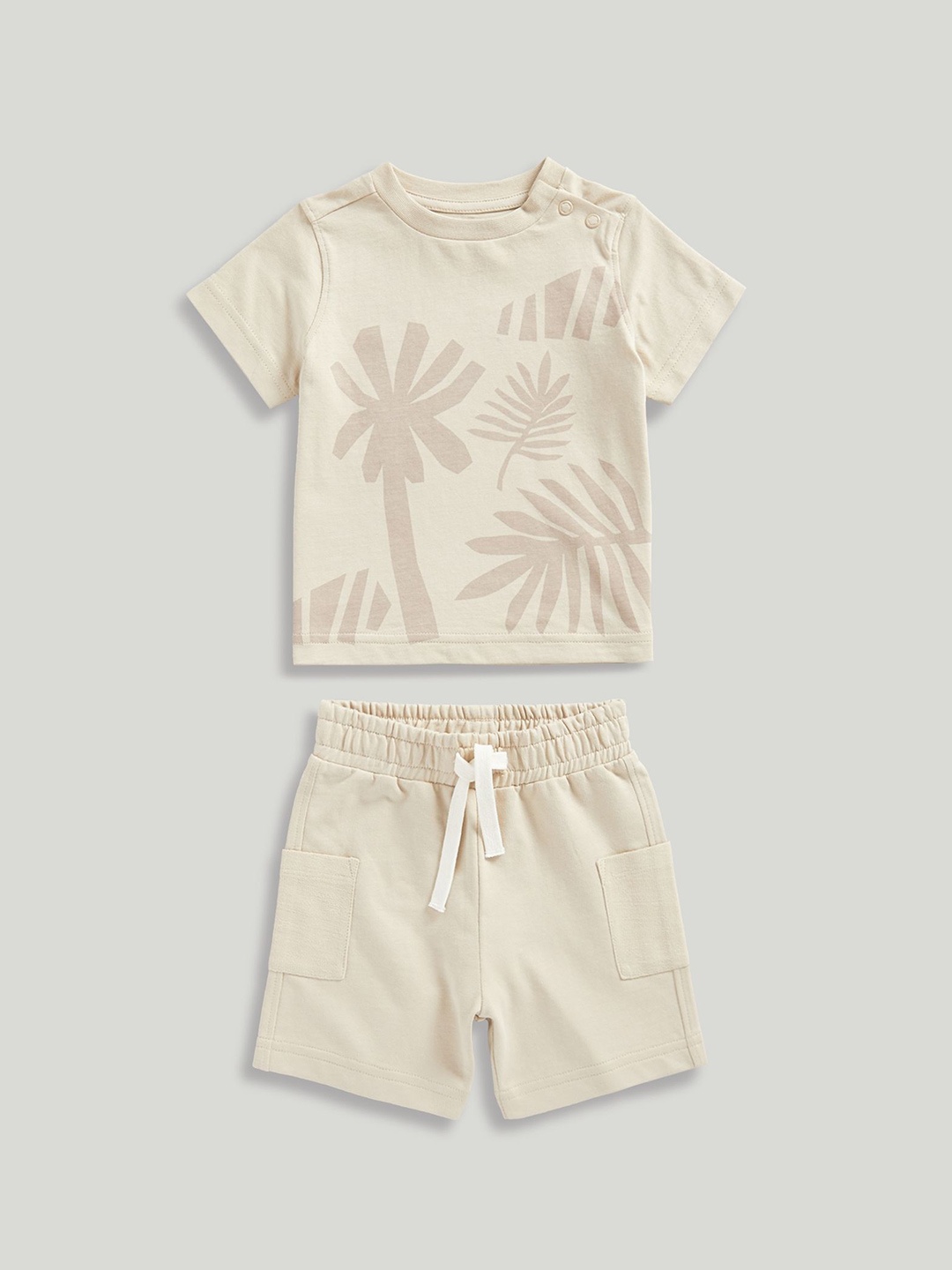 

Mothercare Boys Junglemania Palm Pure Cotton T-Shirt And Shorts, Brown