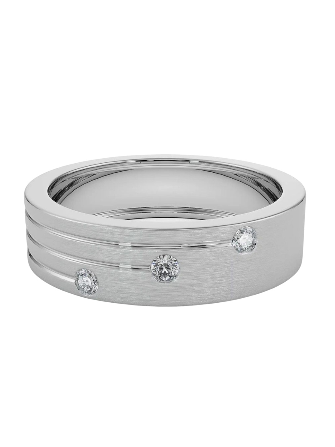 

Emori Tri Diamond Band for Men, Silver