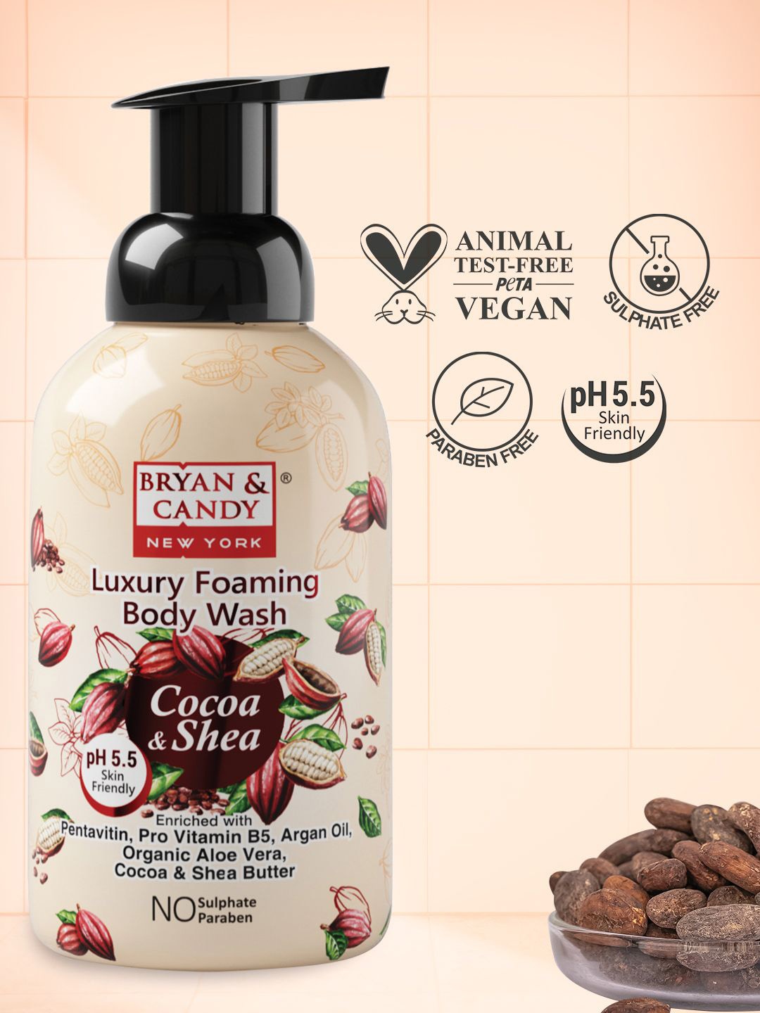 

BRYAN & CANDY NEW YORK Foaming Body Wash With Cocoa & Shea- 400 ml, Beige
