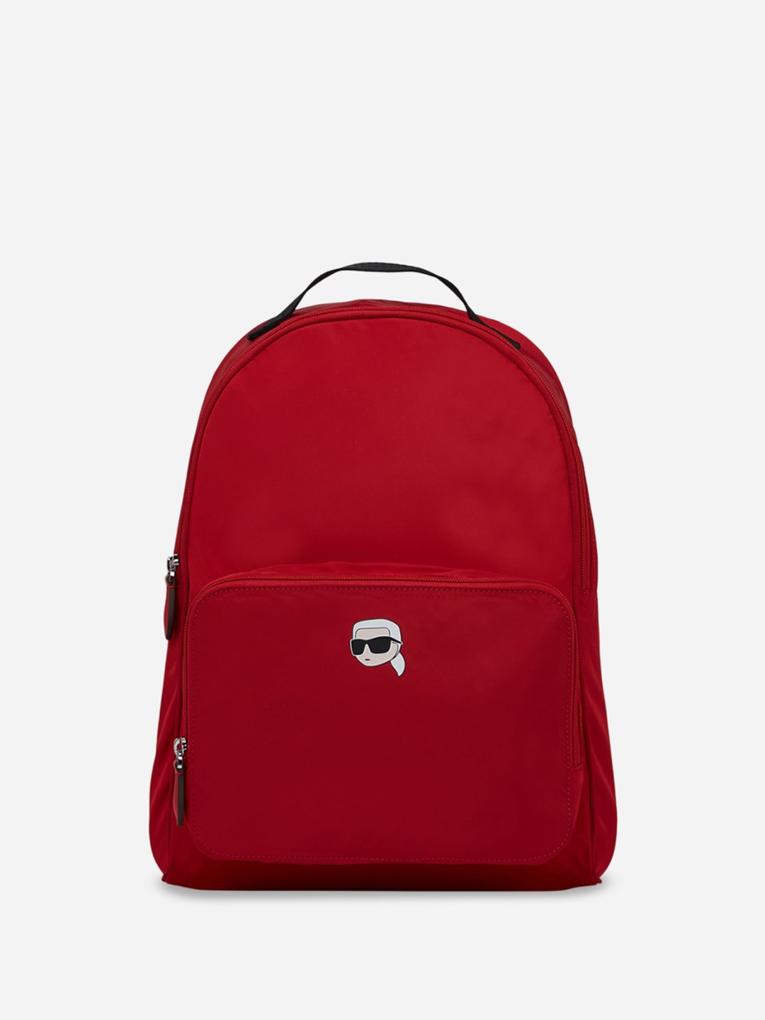 

Karl Lagerfeld Leather Structured Handheld Bag with Fringed, Red