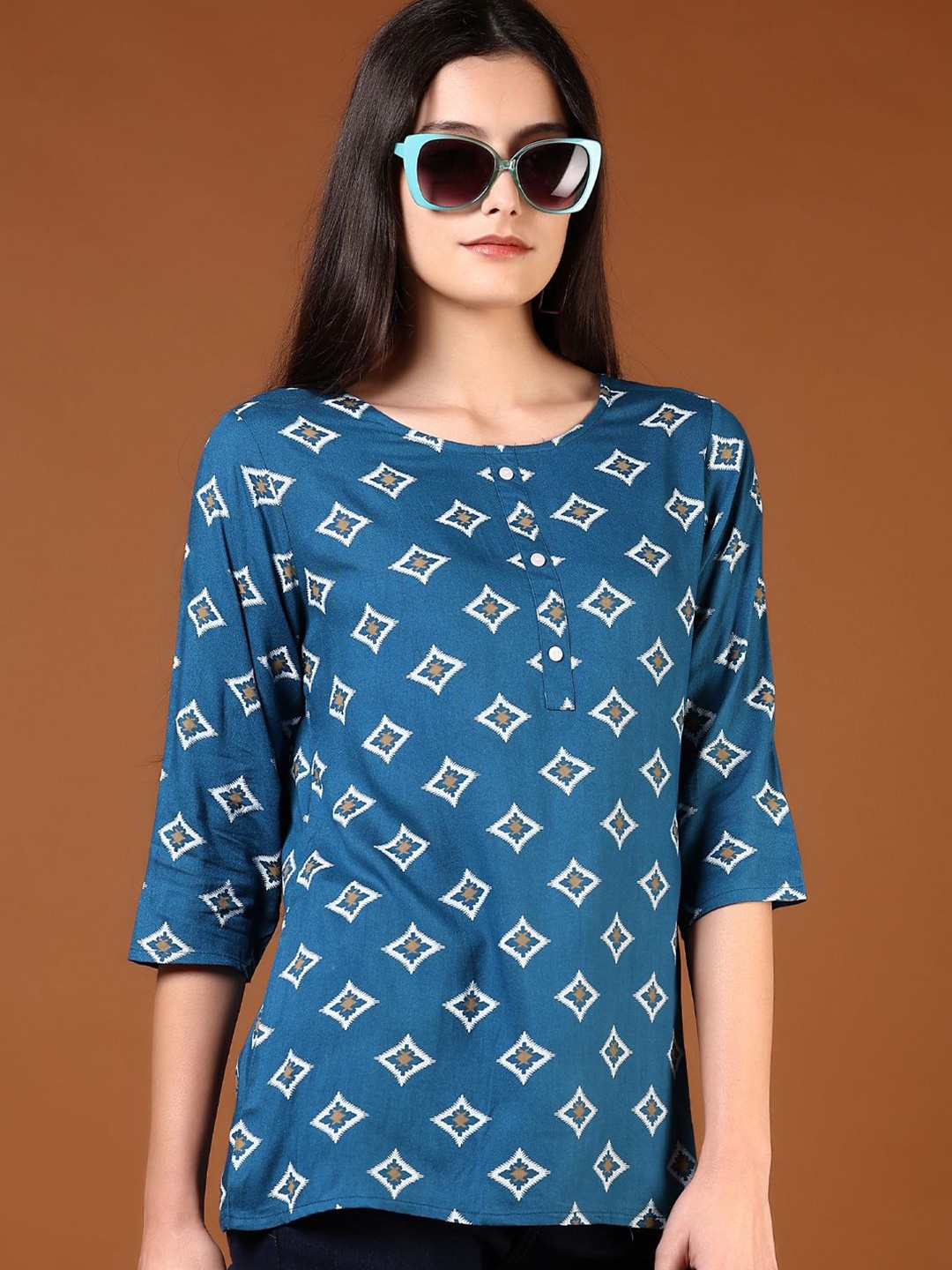 

V-Mart Ethnic Motifs Printed Kurti, Blue