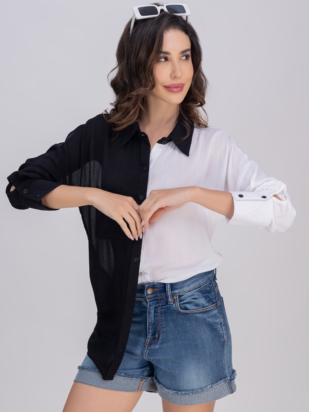 

Moomaya Women Opaque Casual Shirt, Black
