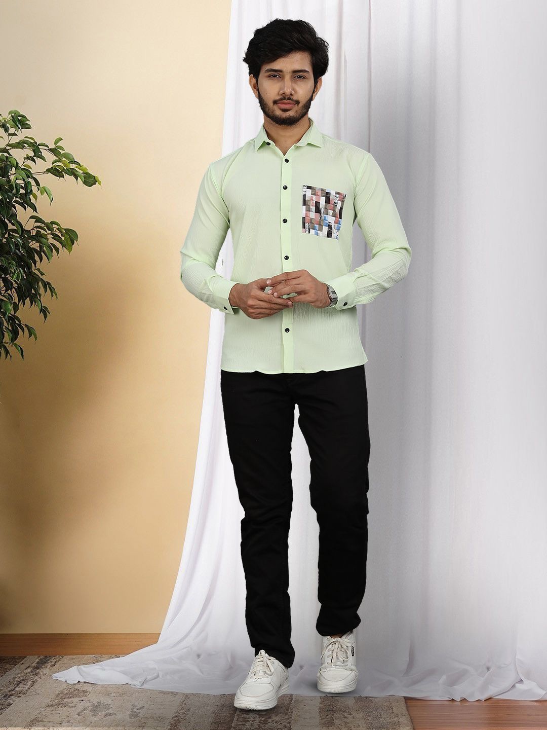 

Moda Rapido Men Original Opaque Casual Shirt, Green