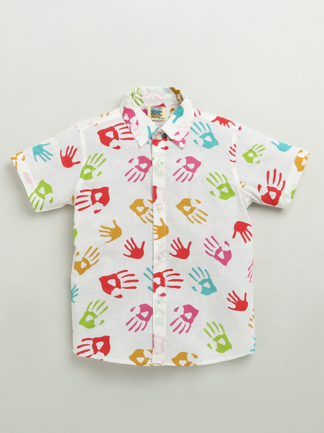 

ZIP ZAP ZOOP Boys Standard Opaque Printed Casual Shirt, White