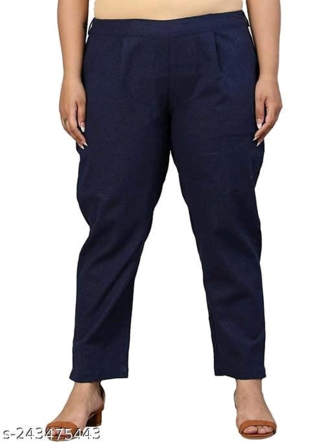 

OUTER WEAR AYAM EXPORTS Women Pleated Trousers, Navy blue