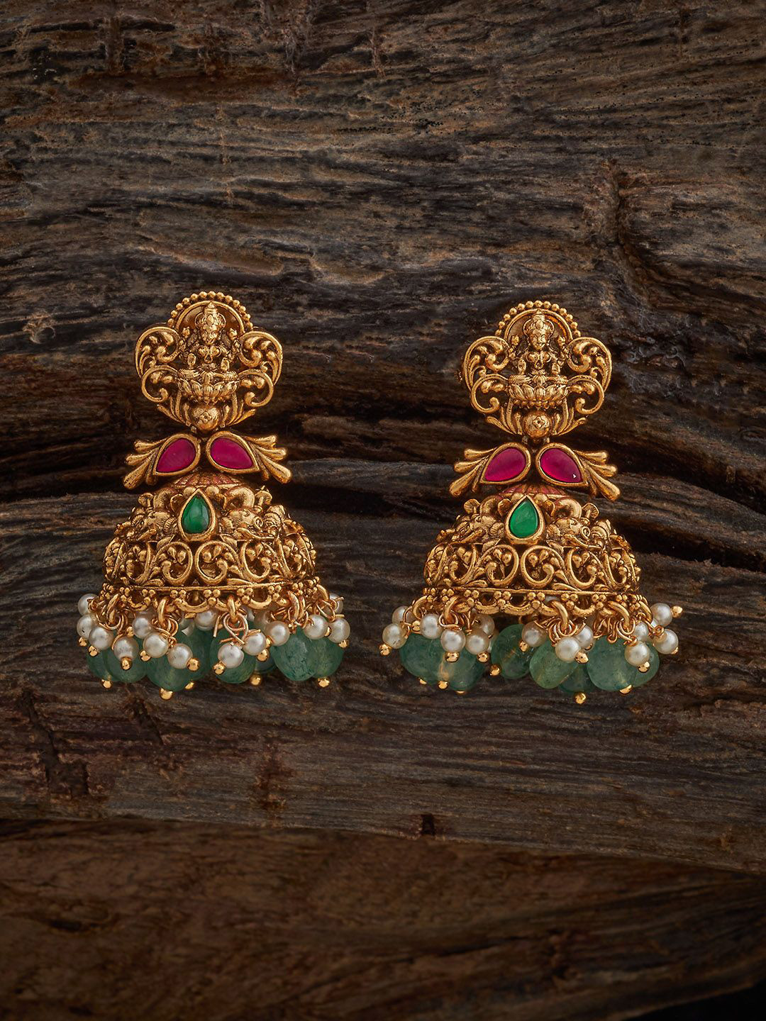 

Kushal's Fashion Jewellery Dome Shaped Jhumkas Earrings, Red