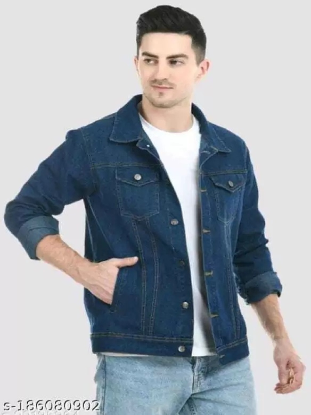 

COMFITS Men Washed Striped Lightweight Denim Jacket, Blue