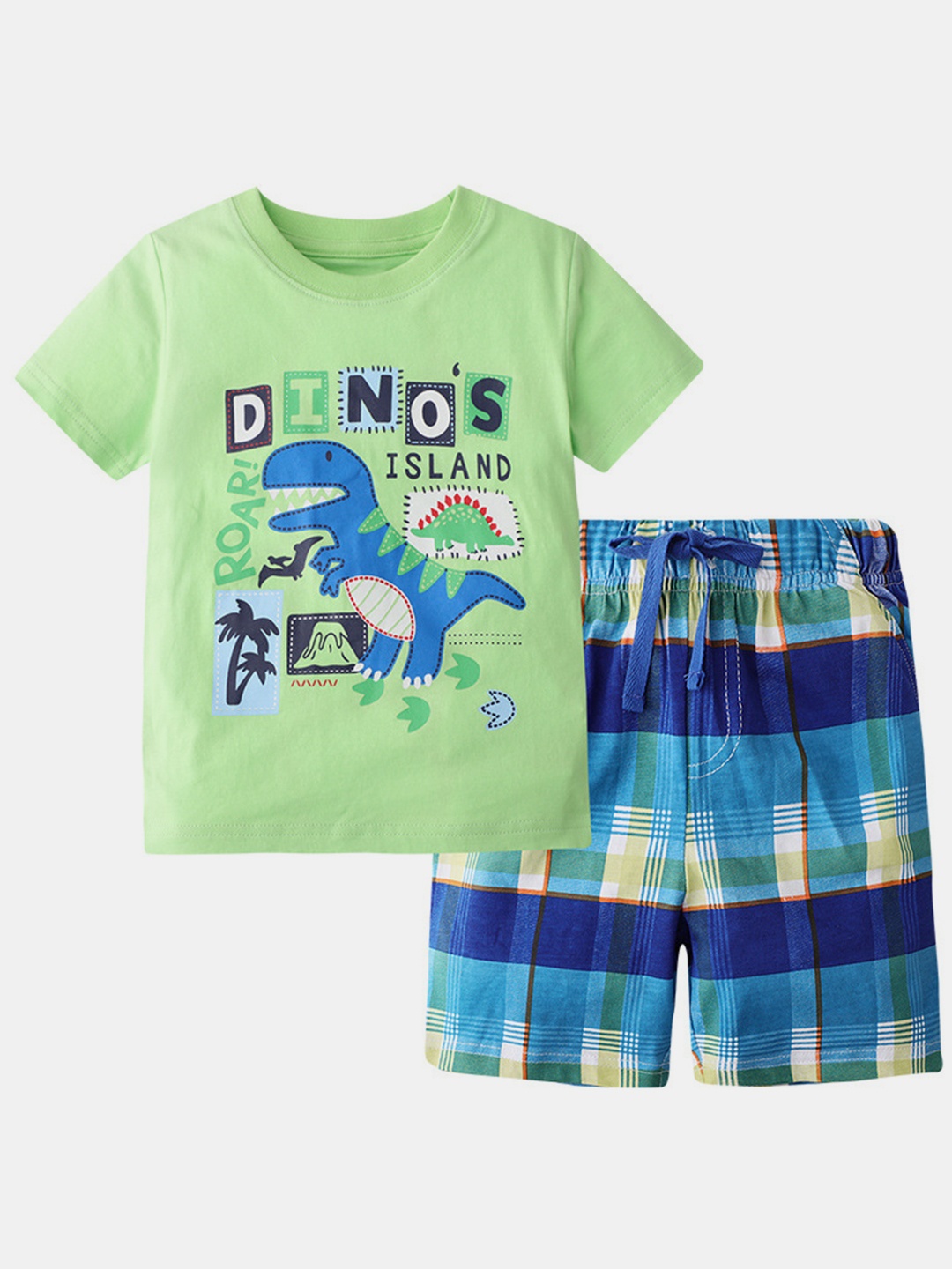 

YK Boys Printed T-Shirt With Shorts Clothing Set, Green