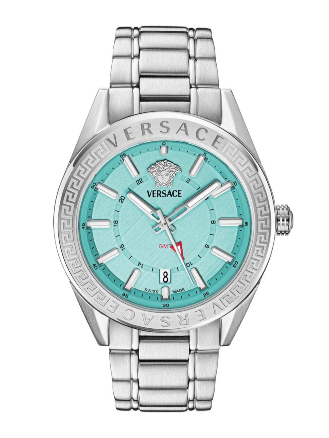 

Versace Men Brass Dial & Stainless Steel Bracelet Style Straps Analogue Watch VEAFA0324, Turquoise blue