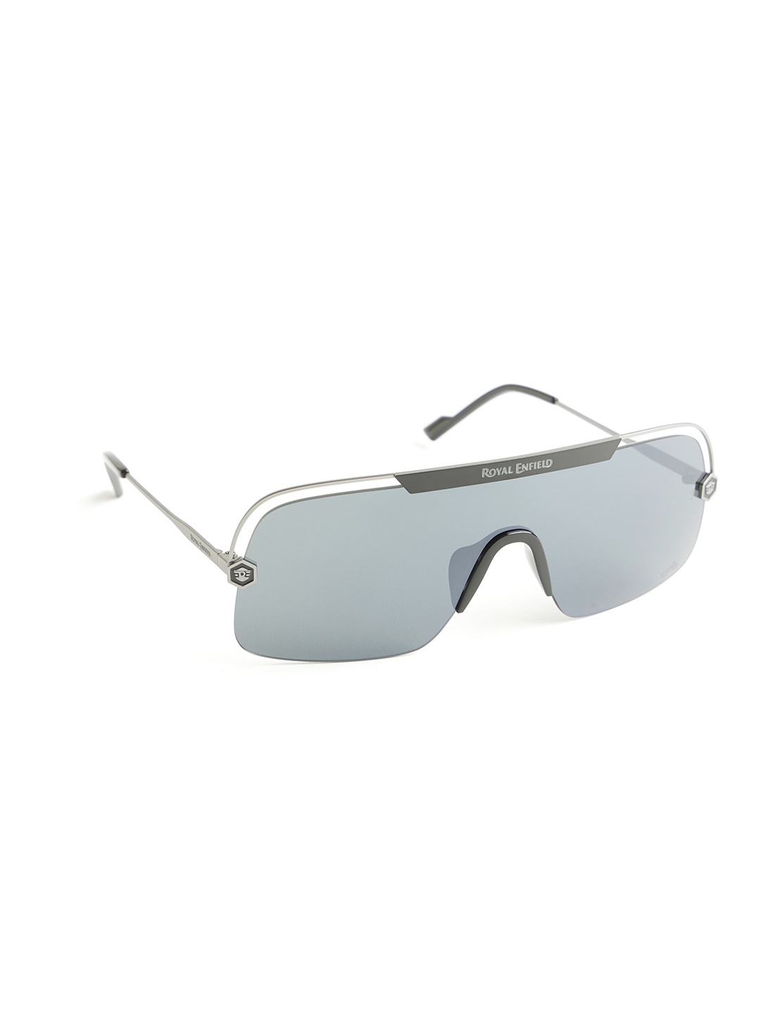

Royal Enfield Men Shield Sunglasses with UV Protected Lens, Grey