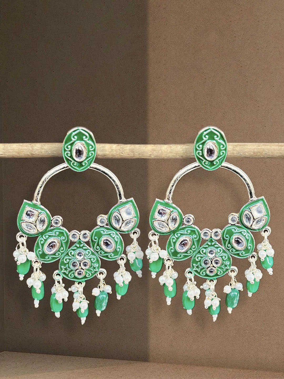 

TANLOOMS Contemporary Chandbalis Earrings, Green