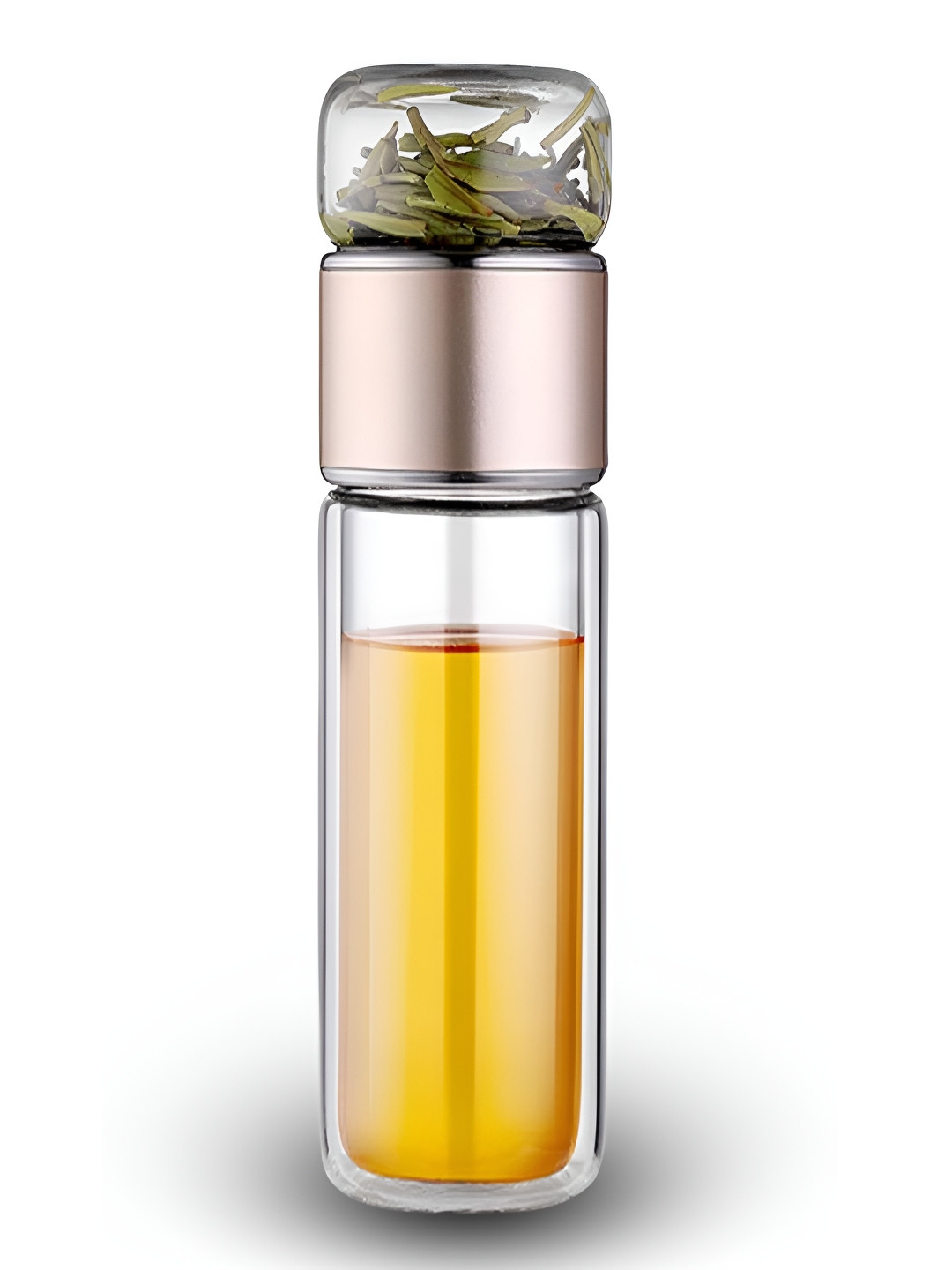 

YELONA Transparent & Champagne Single Glass Solid Double Wall Vacuum Water Bottle