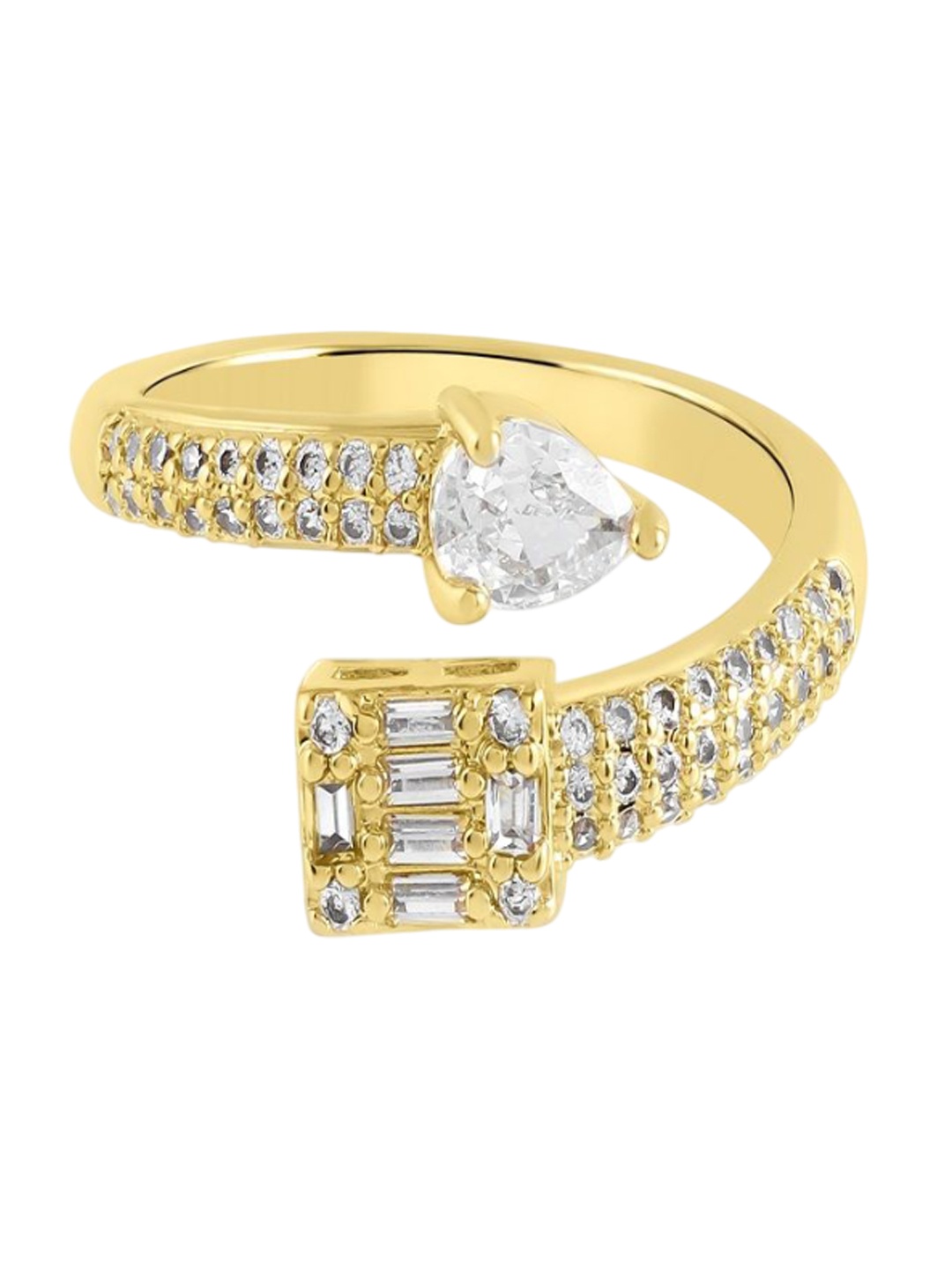 

Nirvana Gold-Plated Cubic Zirconia Stone-Studded Adjustable Finger Ring