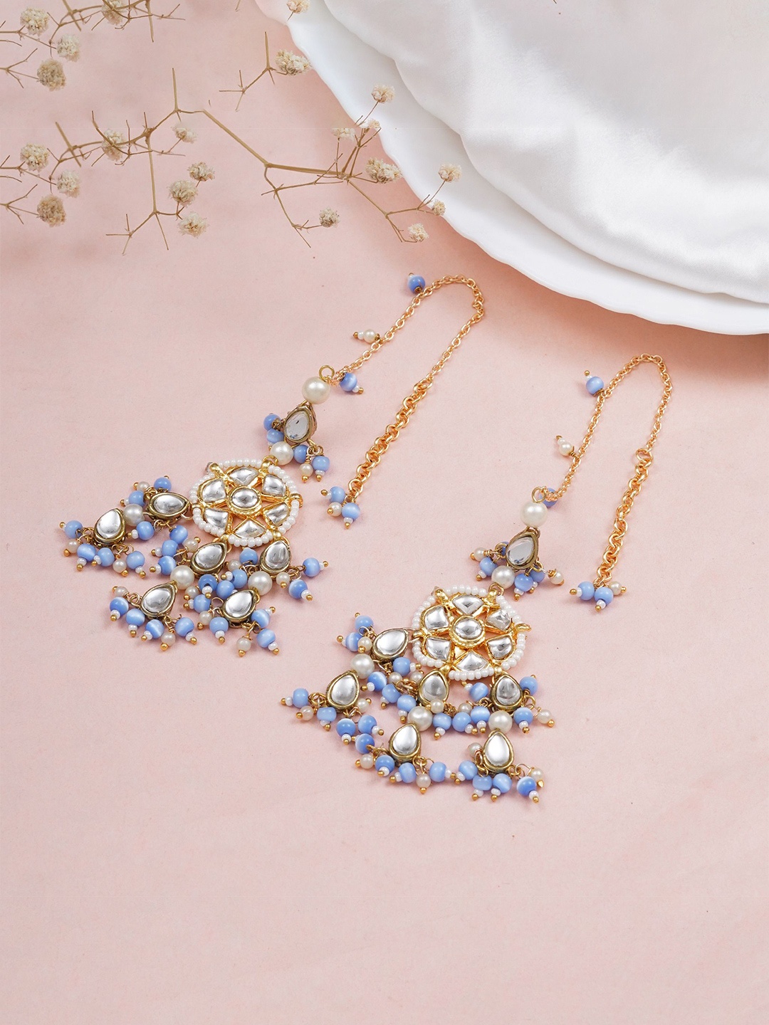 

BeAbhika Gold-Plated Beaded Drop Earrings