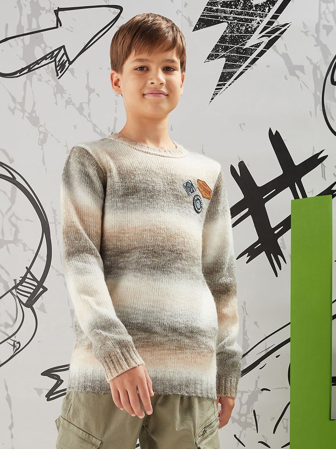 

max Boys Striped Pullover, Brown