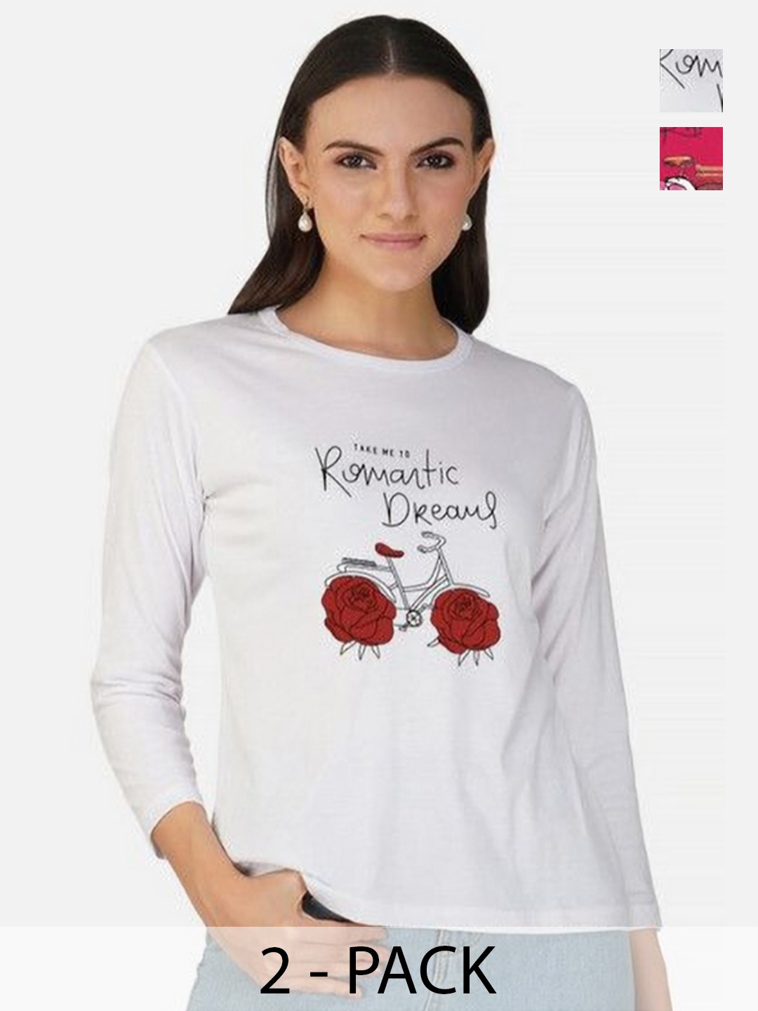 

Metronaut Women 2 Printed Bio Finish Applique T-shirt, White