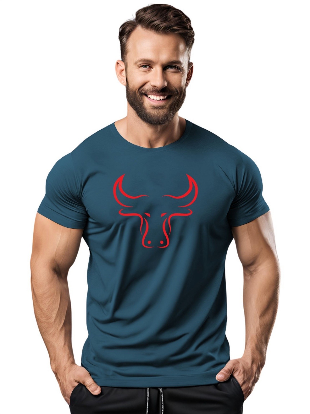 

3Colors Men Moisture Wicking Applique T-shirt, Blue