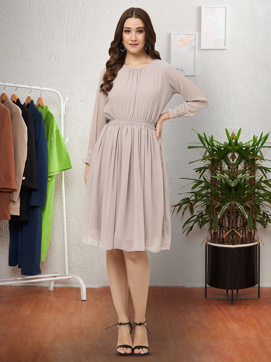 

Moda Rapido Applique Fit & Flare Dress, Peach