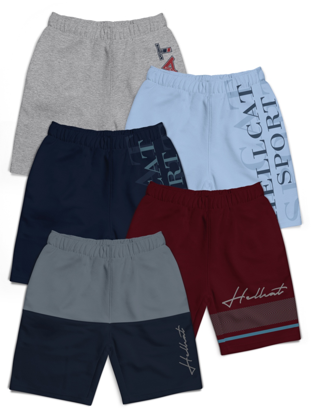 

HELLCAT Boys Typography Printed Shorts, Grey